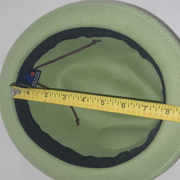 Fedora Olive Green black band Drawstring closure 100% wool Unisex - Picture 8 of 9